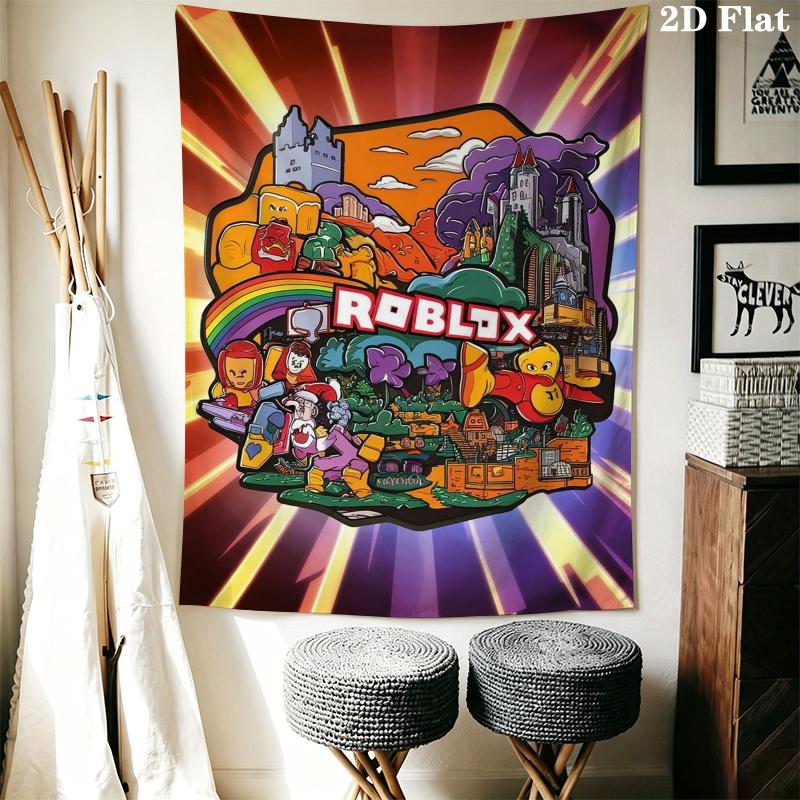 Roblox game Wall Tapestry Aesthetic Wall Hanging Printed Fabric Blanket Decorative Tapestries for Bedroom Living Room Home Decor
