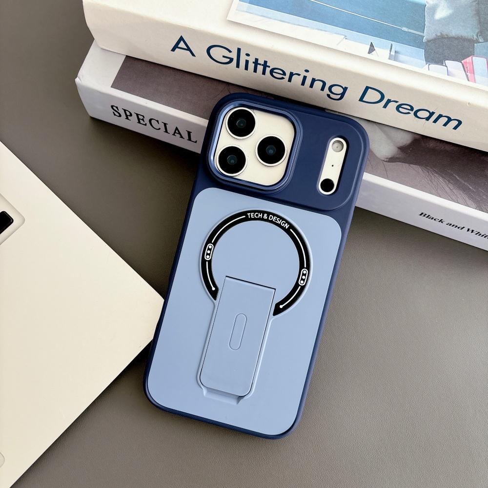 Matte Folding Bracket Magnetic Case for iPhone 17 16 15 14 13 12 Pro Max 17Pro For Magsafe Shockproof Armor Skin PC Cover