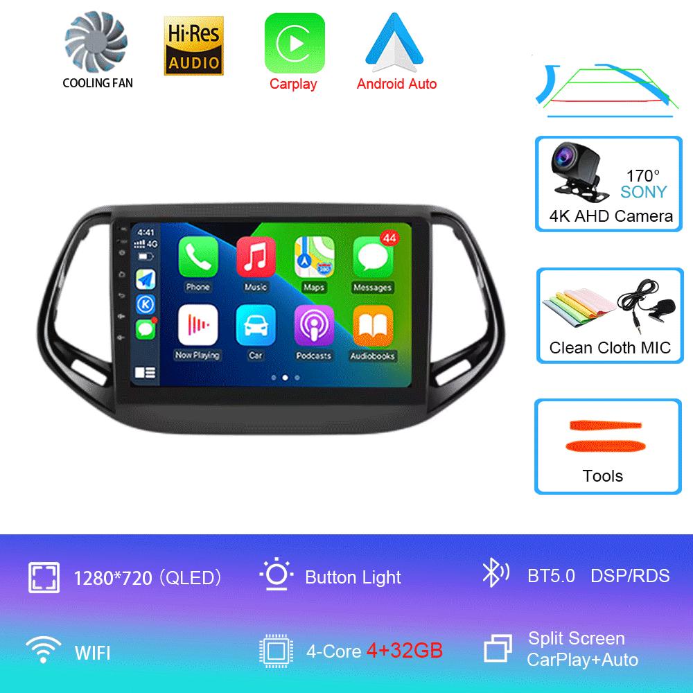 For Jeep Compass 2017 - 2019 360 Camera Head Unit Android 14 Video Player Car Radio Autoradio Multimedia GPS Navigation Monitor