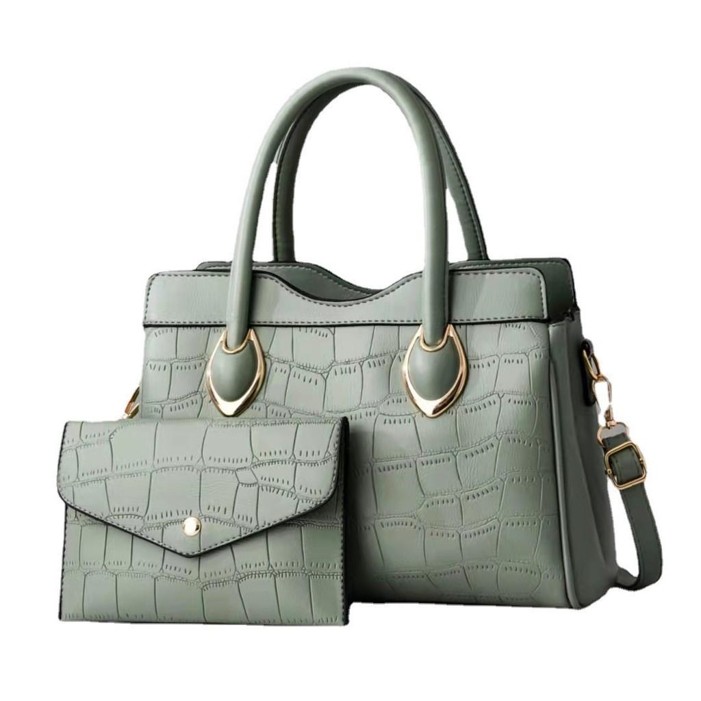 Stone Solid Texture Color Single Shoulder Crossbody Bag With Wallet Fashion