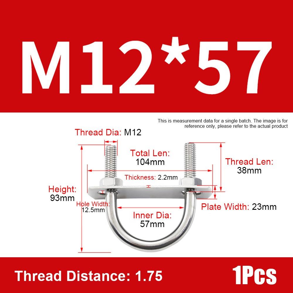 1Set 304 Stainless Steel Pipe U-clamp Screws Right Angle U-bolt Durable Round Bolt  for Round Tube