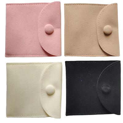 In-Stock Black Velvet Double-Sided Necklace Storage Bag with Snap Closure Flap