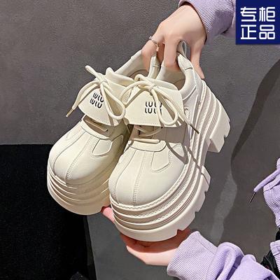 2025 neue Frühling kleine 10cm Plateau Loafer Damen Muffin Einzel Schuhe Schnürschuhe Casual und leichte höhenvergrößernde Schuhe