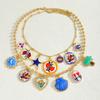 Collana in Metallo Smaltato Floreale Dorata Stratificata Multi Strati Choker Personalizzato Cuore Bohémien Catena Clavicola Primavera/Estate