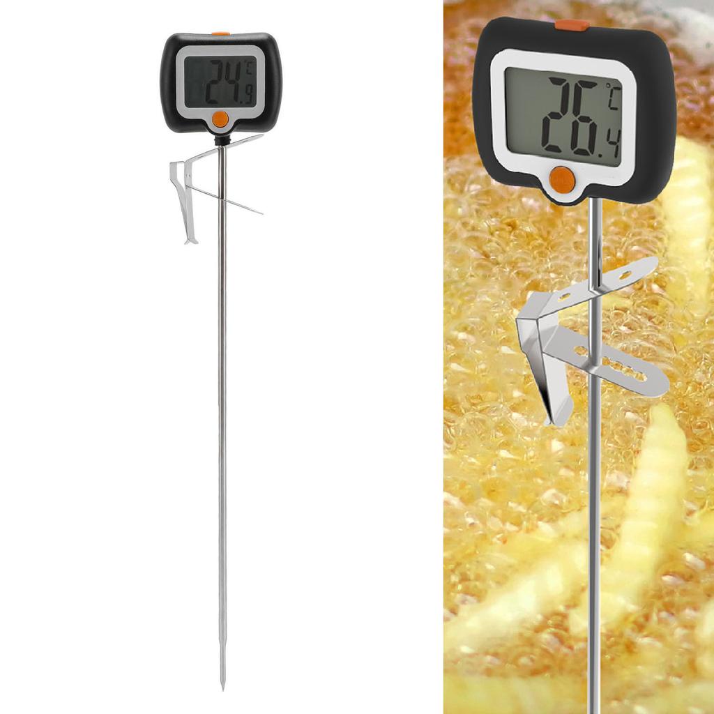 Probe   Thermometer, Stainless Steel LCD Display Kitchen Thermometer with Pot Clip for Cooking Baking