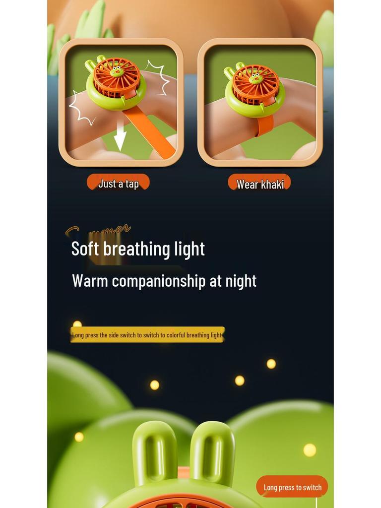 2025 Kids' Cartoon Fan Slap Bracelet: Mini Electric Fan Toy for Elementary School Girls