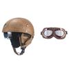 Retro Open Face Motorcycle Helmet Leather Cruiser Scooter Adult