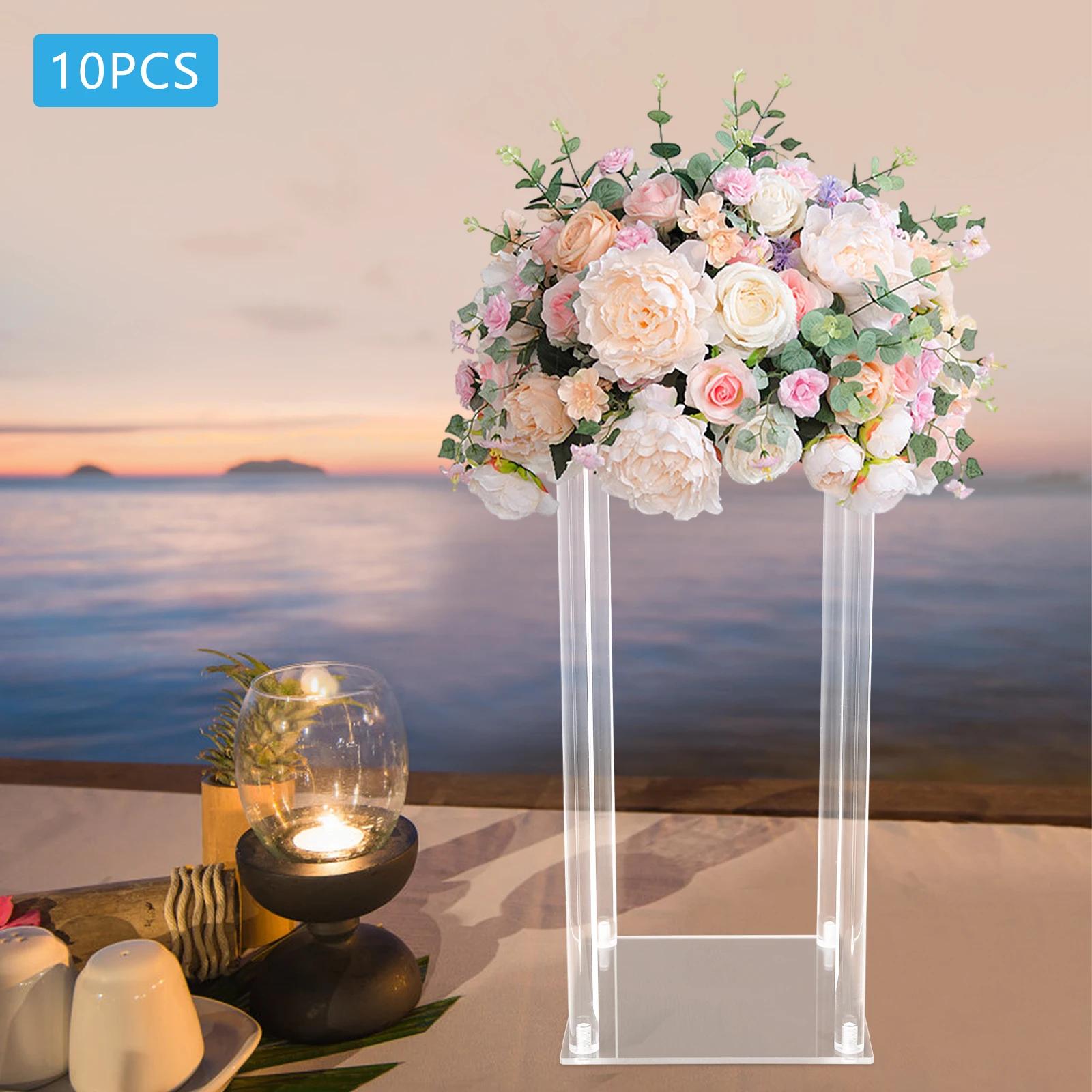 

Bymaocar 10pcs Clear Acrylic Flower Stand,DIY Free Standing Rectangular Vase,Atmosphere Maker Decor for Wedding, Birthday Party чистый