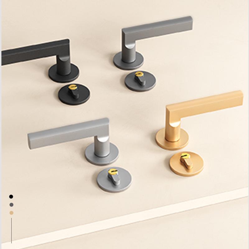 Magnetic Silent Black Wooden Bedroom Door Handle Lock