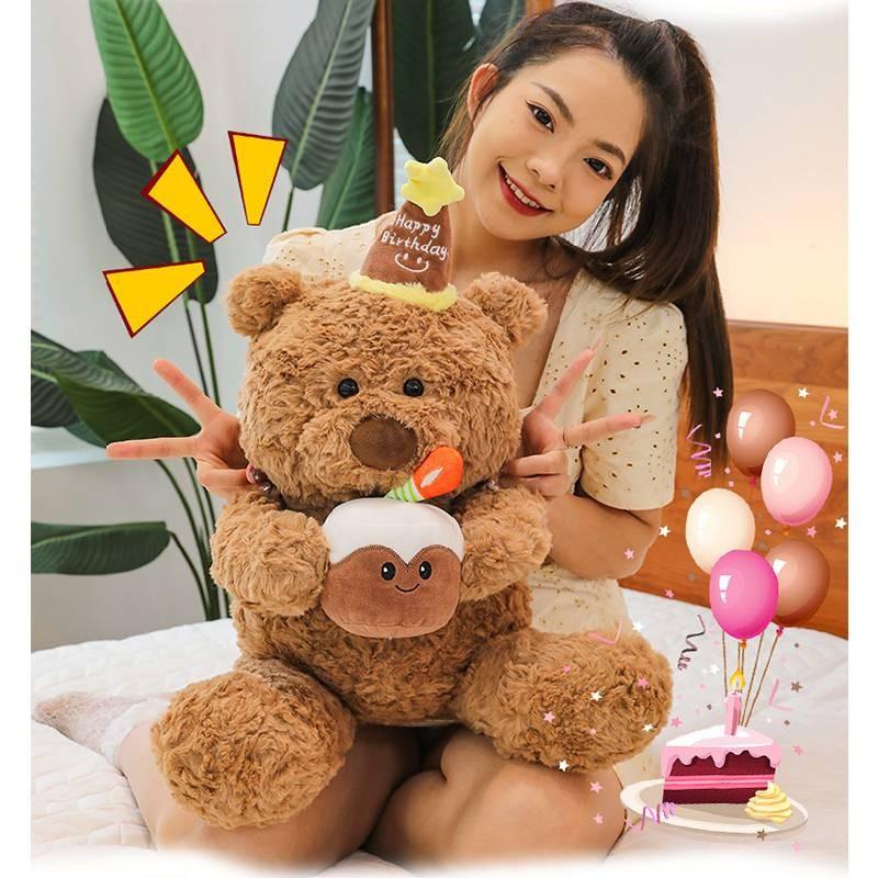 Adorable Cake Bear Plush Toy For Kids Birthday Gift Cute Stuffed Animal Doll
