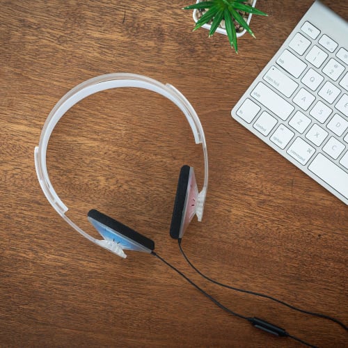 Koss KPH30iCL On-Ear Headphones with In-Line Mic and Touch Remote, D-Profile Design, Wired with 3.5mm Plug (Clear)