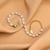 Bracelet Perle Plaqué Or 18k, Chaîne Acier Inoxydable Réglable Cadeau d'Amitié pour Femmes