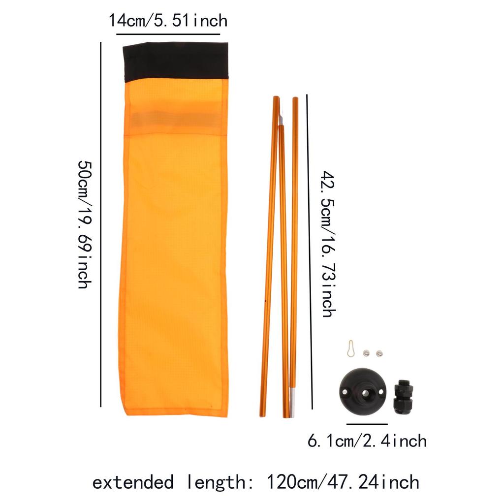 Safe Flag Kayak Visibility Kit with Sturdy Aluminum Alloy Holder for Boats Canoes Dinghies Yachts Outdoor Activities