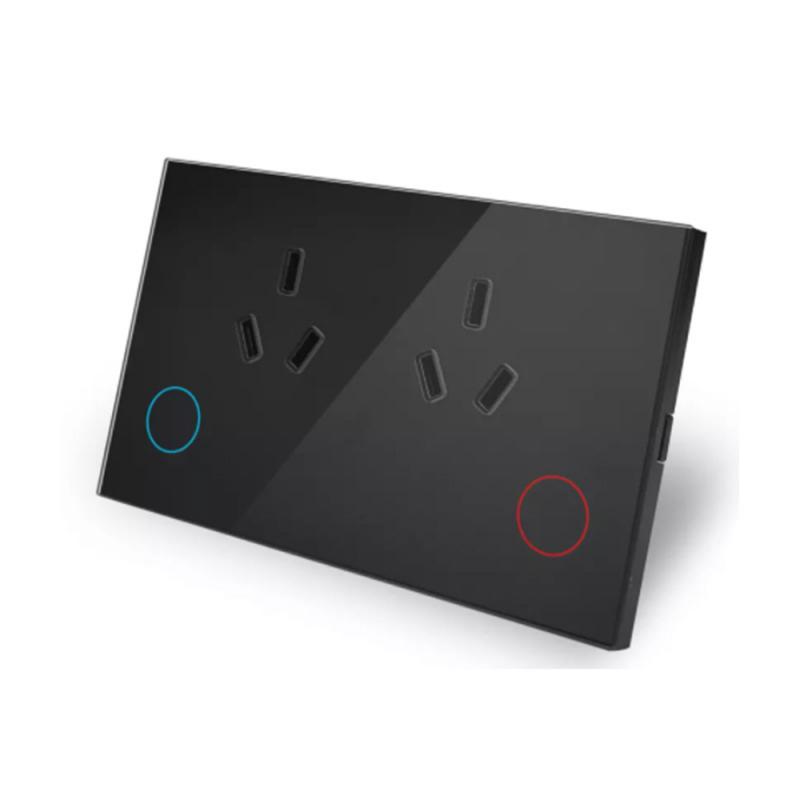 

Розумна розетка Corui Tuya Wi-Fi 15a Подвійна розетка Au Розумний сенсорний перемикач Підтримка Smart Life App Світлова кнопка Alexa Google Home чорний