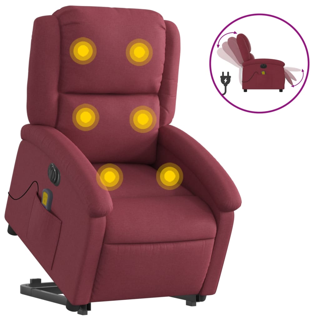 Vidaxl Lift-Up Massage Chair, Electric, Reclining, Red