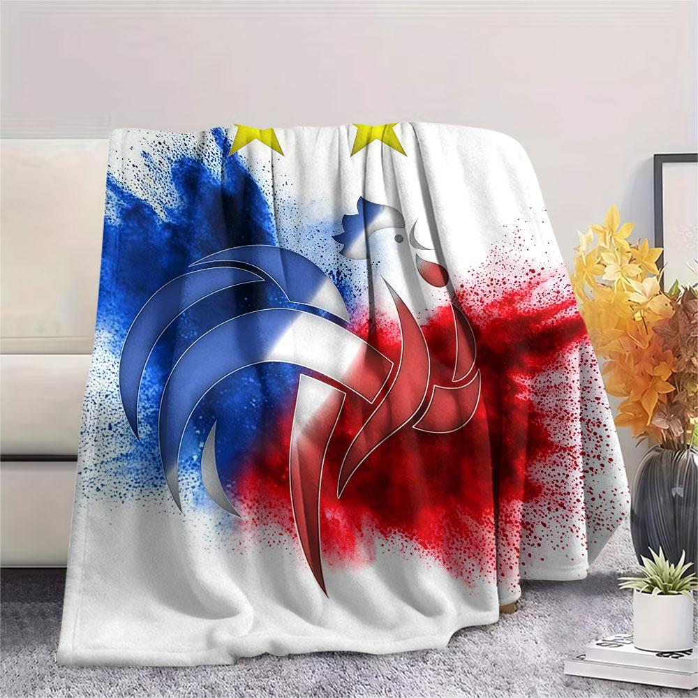 1PC France National Football Team Patterned Flannel Blanket Suitable For All Seasons for Home Decor Warmth and Comfort Gifts Holiday Present