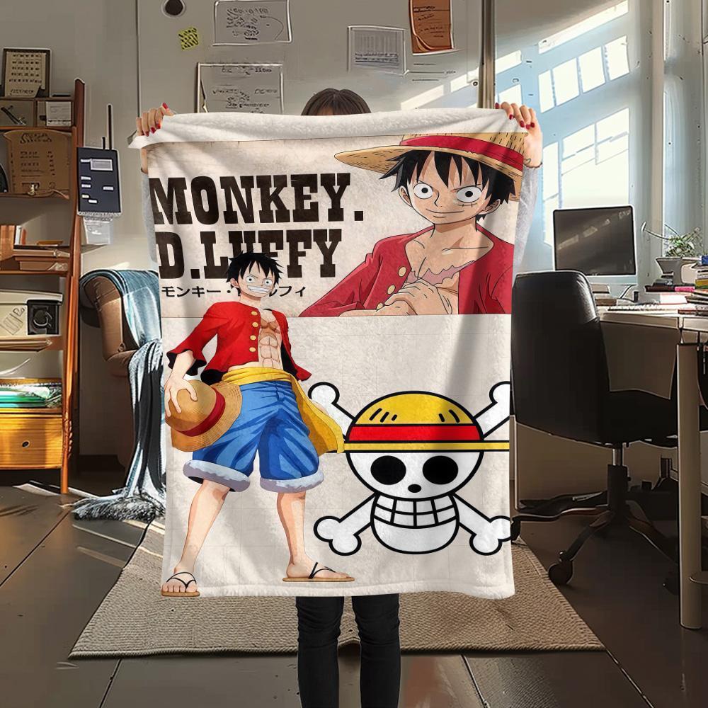 1pz Una Pezzo Monkey D Luffy Coperta in Flanella Fantasia Adatta a Tutte le Stagioni per Arredamento Casa Calore e Comfort Regali Regalo Festivo