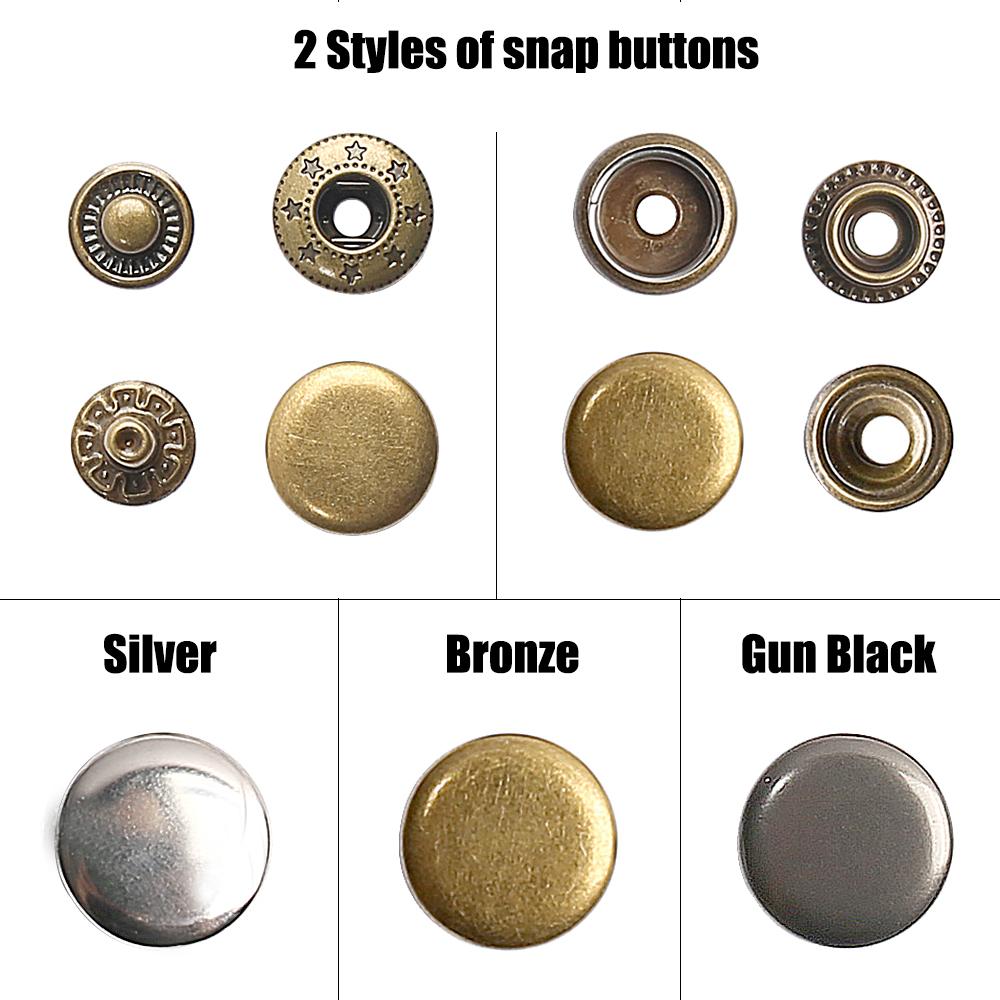 20Sets/Pack 10-15Mm Metal Snap Buttons Sewing Accessories Botones Snaps Button For Clothing Bags Leather Pressure Snap Fasteners