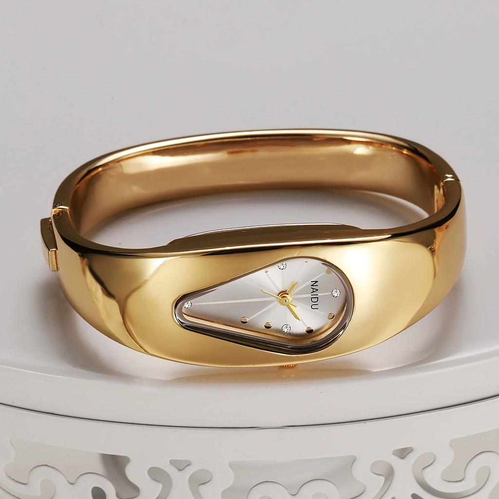 Women's Teardrop Dial Bangle Watch Rhinestone Minimalist Dress Wristwatch