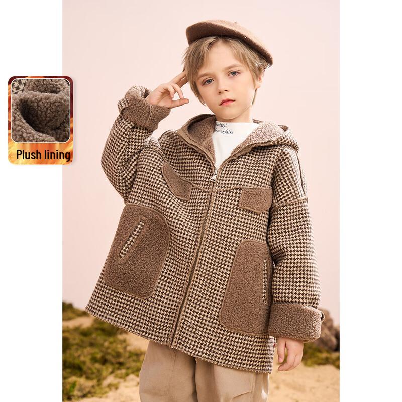 Montagut Boys  Winter Houndstooth Hooded Coat 120