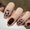 Melanin-Friendly Leopard Print Cat Eye Nails - Autumn/Winter Collection, High-End Whitening, Simple Daily Wear 