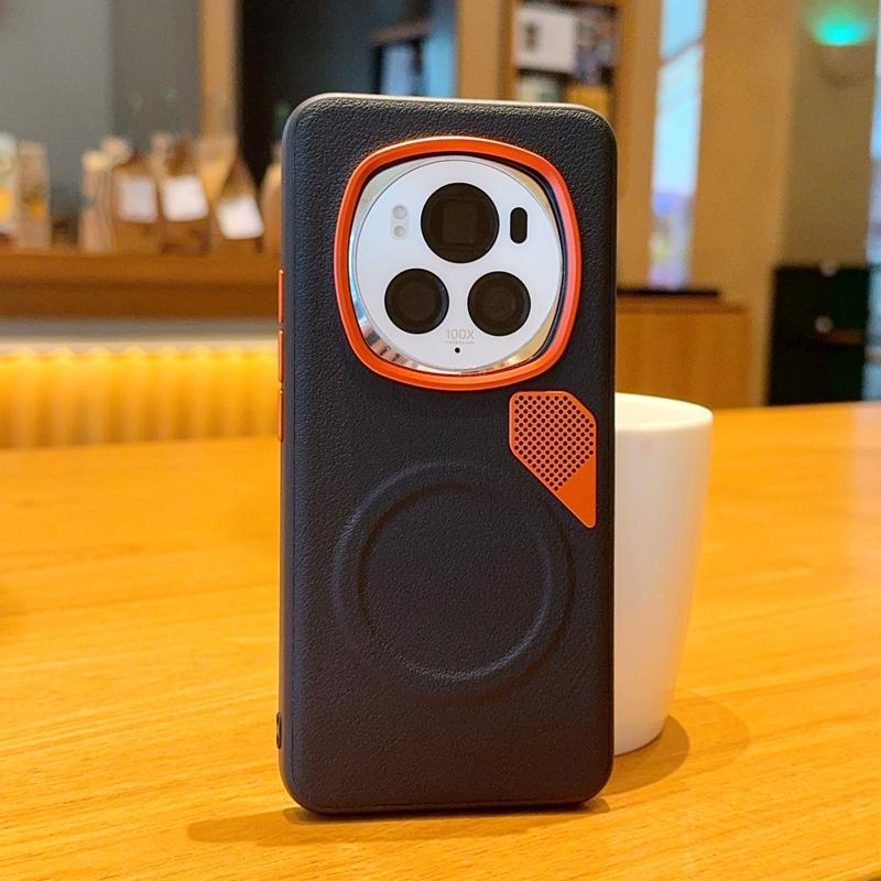 

Трендовый двухцветный магнитный чехол для Honor Magic 6 7 Pro, чехол из веганской кожи, теплоотвод, премиальный новый модный чехол Honor Magic6 Pro чёрный