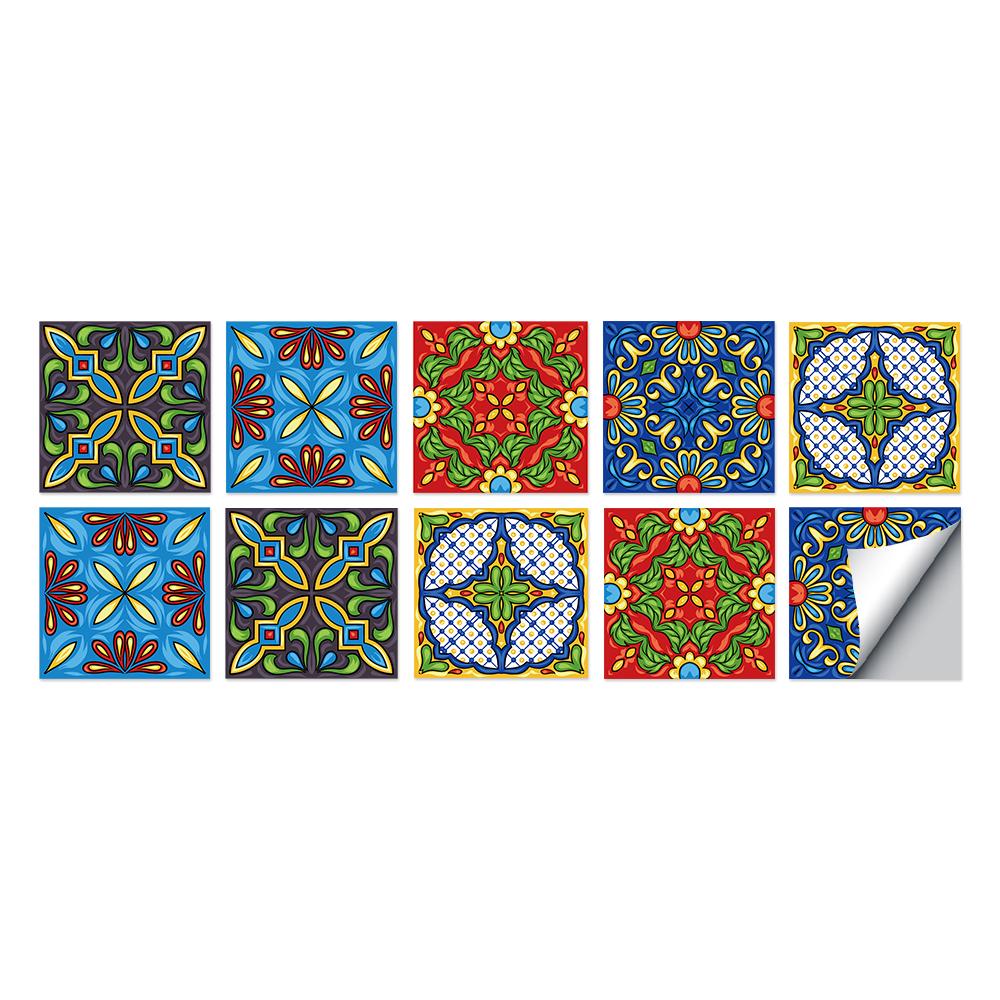 Tile Stickers Waterproof Kitchen Retro Moroccan Self Adhesive Bathroom Decal Vinyl Peel And Stick Wall Decoration Wallpaper NONE