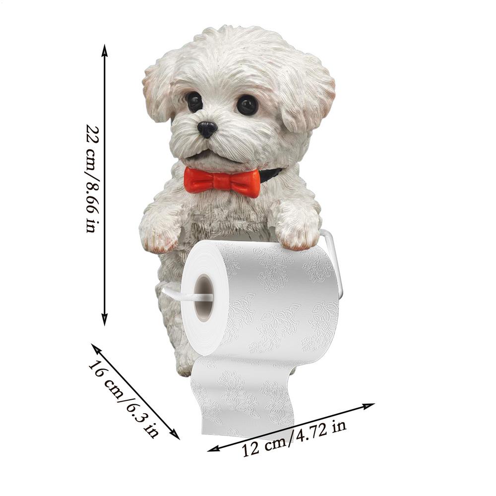 

Toilet Paper Holder Dog Toilet Paper Holder Wall Mount Resin Roll Dispenser Storage Stand Cute Decor Home Decorations for Hotel