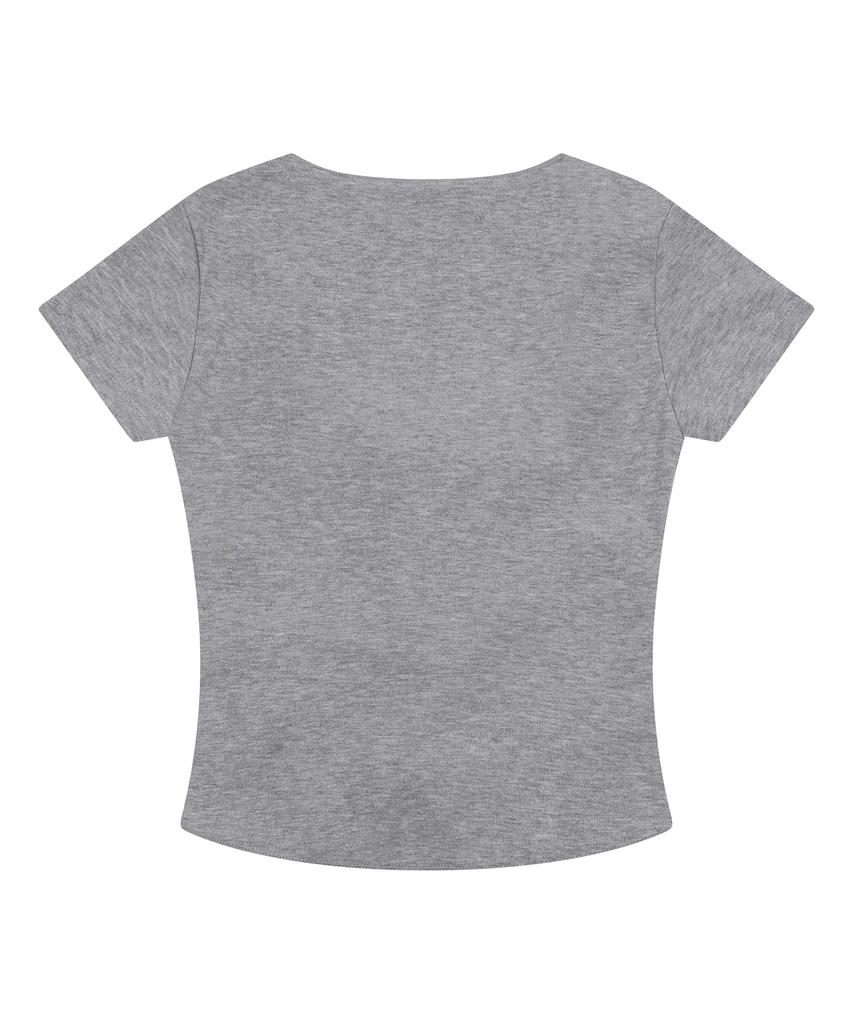 Mucent Luque Eyelet Lace-Up Corset Rolled Short Sleeve Tee (2 Colors)