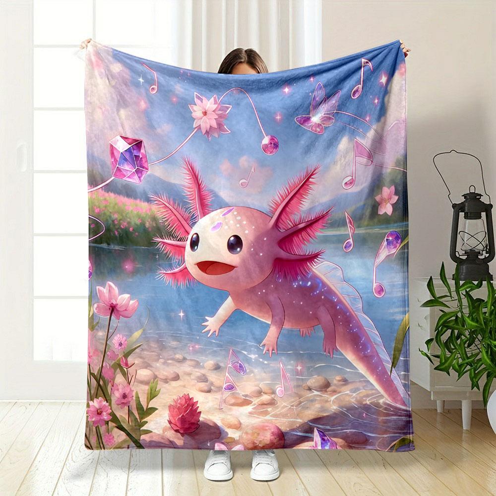 Magical Axolotl Fantasy Scene print blanket soft and cozy perfect for the living room bed sofa or a nap,gift