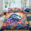 3D Printed Premium Oil Painting Dolphin Duvet Bedding Set, Children's Adult Bedding Set, Zipper with Pillowcase Bed Set, Double