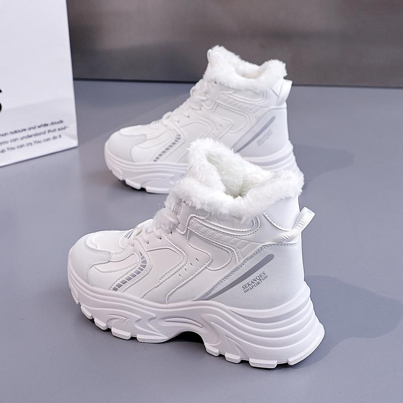 TUINANLE Winter Sneakers with Fur Shoes Woman Casual Sports Skateboard Trainers Women Comfort Warm Plush Athletic Shoes