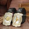 Retro Floral Bull & Horse Head PU Leather Unisex Belt