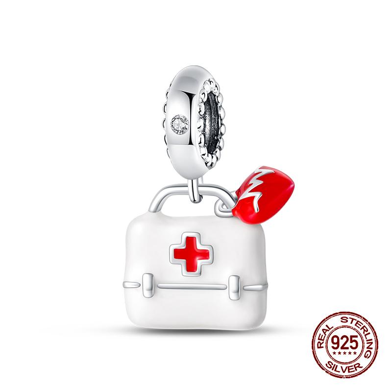 100% 925 Sterling Silver Guitar Musician Painter Doctor Career Charm Bead Fit 925 Original Bracelet DIY Souvenir Jewelry