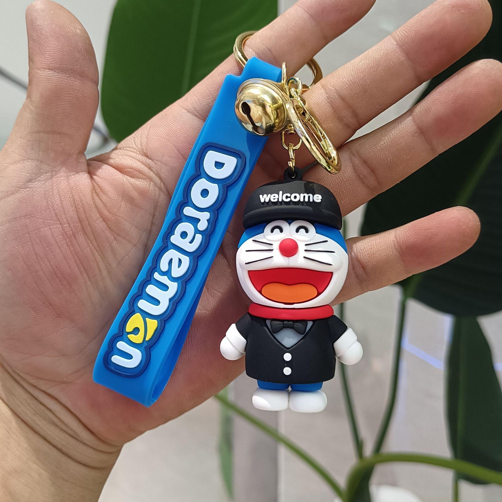 Cute Doraemon Doll Pendant Cartoon Figures Model Toy Cat Robot Cat Kawaii Keychain Bag Keyring Pendant Birthday Gifts Keyholder