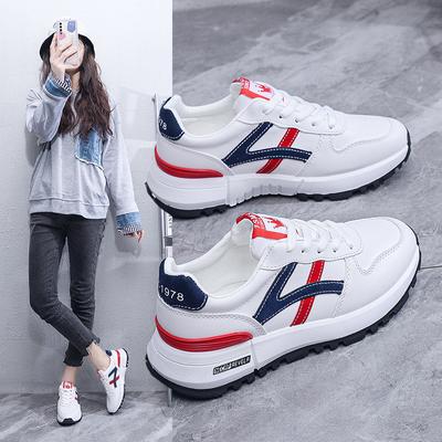 Forrest Gump Shoes Women's  Spring New Couple Sports Casual Shoes Men and Women Round Toe Retro Leather Small White Shoes