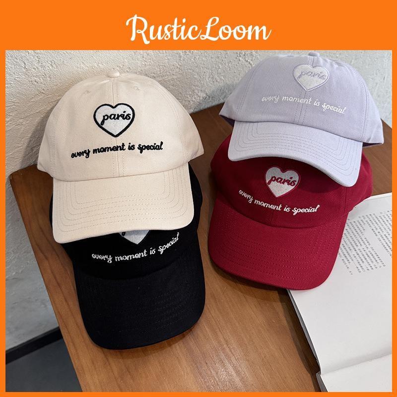 Letter Heart Embroidery Women Baseball Cap With Curved Brim For Outings Casual