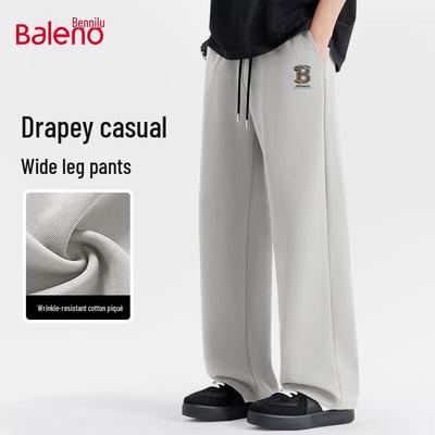 Baleno Men's JPBB Letter Print Loose Fit Wide-Leg Casual Pants