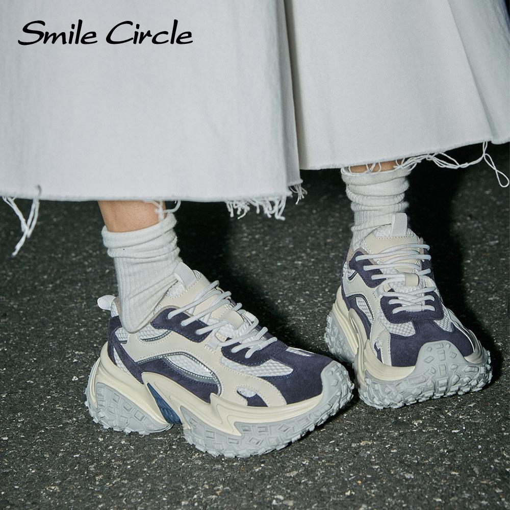 Fashion Women Sneakers Round Toe Lace Up Trainers Comfortable Casual Thick Bottom Shoes