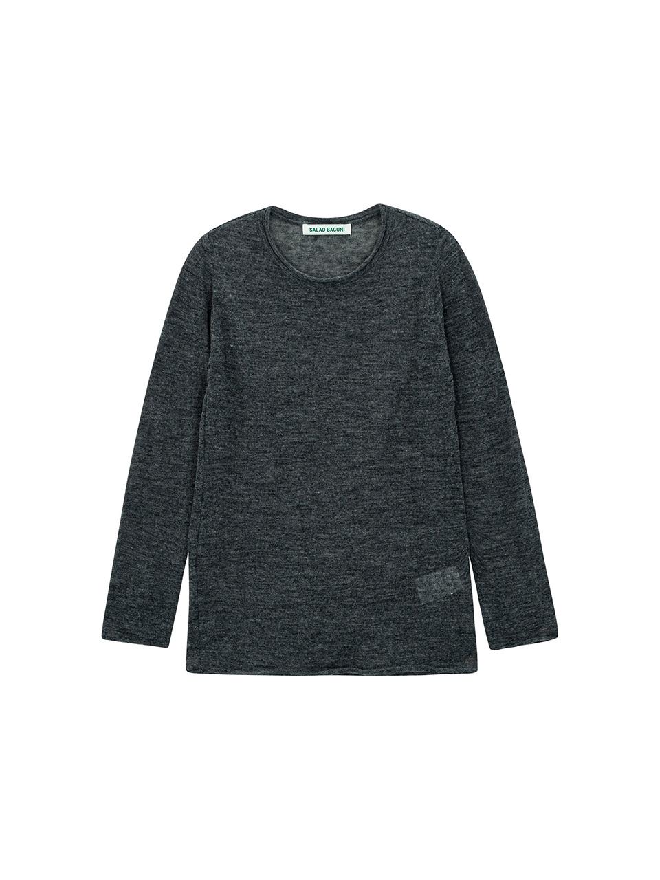 Salad Basket Kidmohair Round Neck Pullover_Charcoal