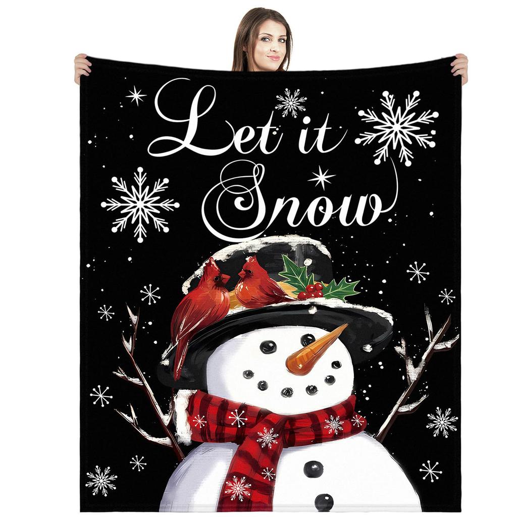 Christmas Snowman Series Digital-printed Polyester Bedroom Velvet Flannel Cover Blanket Fleece Soft Sofa Cover Blankets for Beds