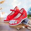 February, the New Inner Height Increase Round Head Old Beijing Cloth Shoes for Women with Hanfu High-heeled Platform Embroidered Shoes