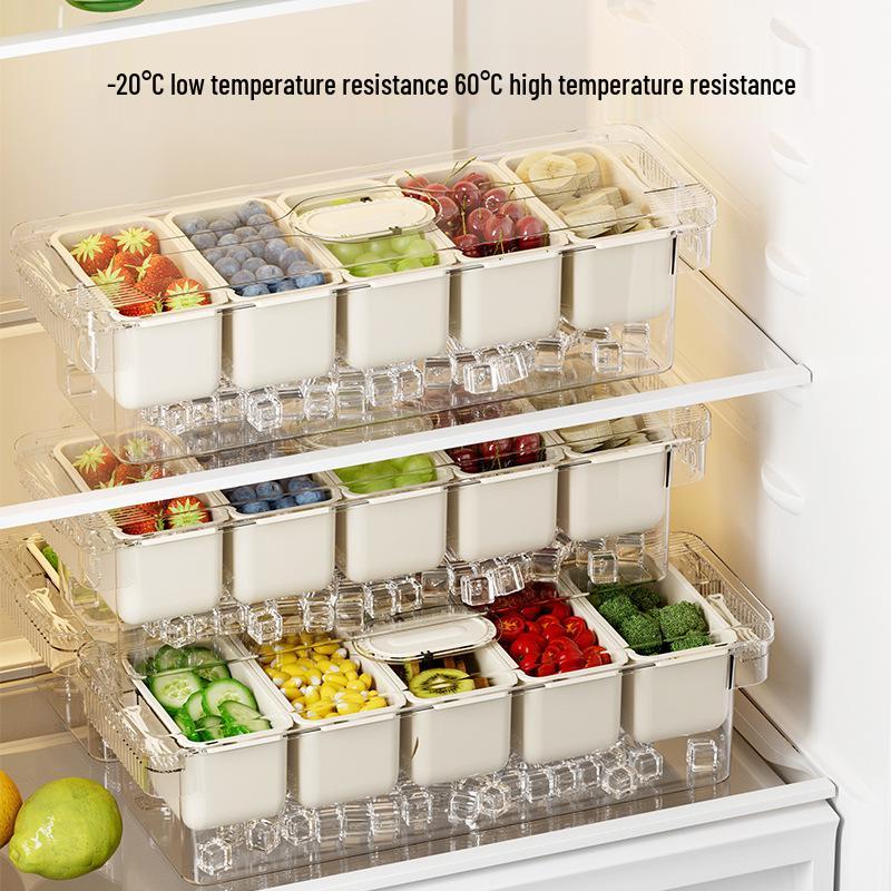 Portable Outdoor Picnic Fruit Preservation Box with Ice Compartments and Timer