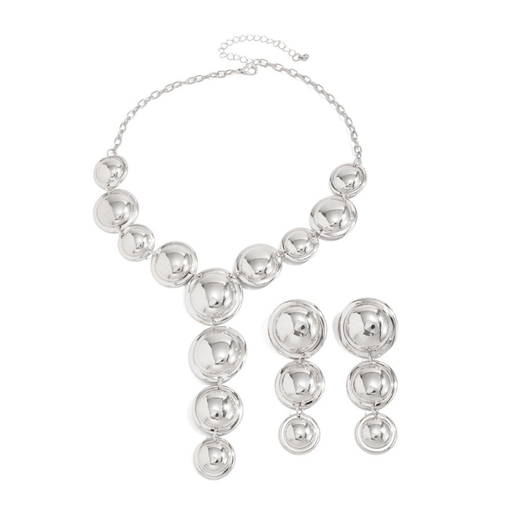 Metal Necklace Earrings Set Luxury Exaggerated Geometric Jewelry Set  Girls