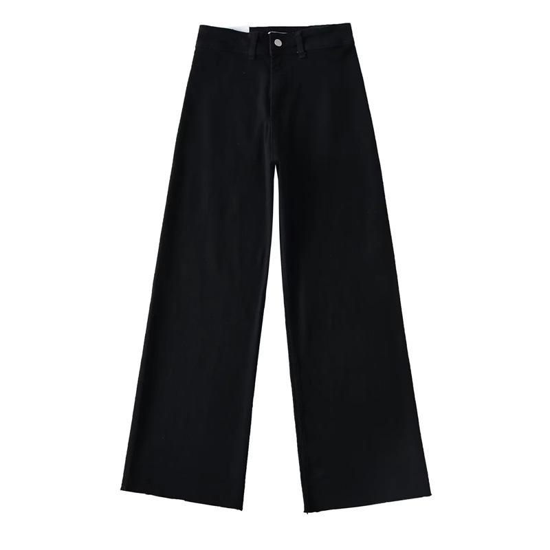 American-Style High-Waisted Stretchy Micro-Flare Jeans for Women - Spring/Autumn Wide-Leg Pants