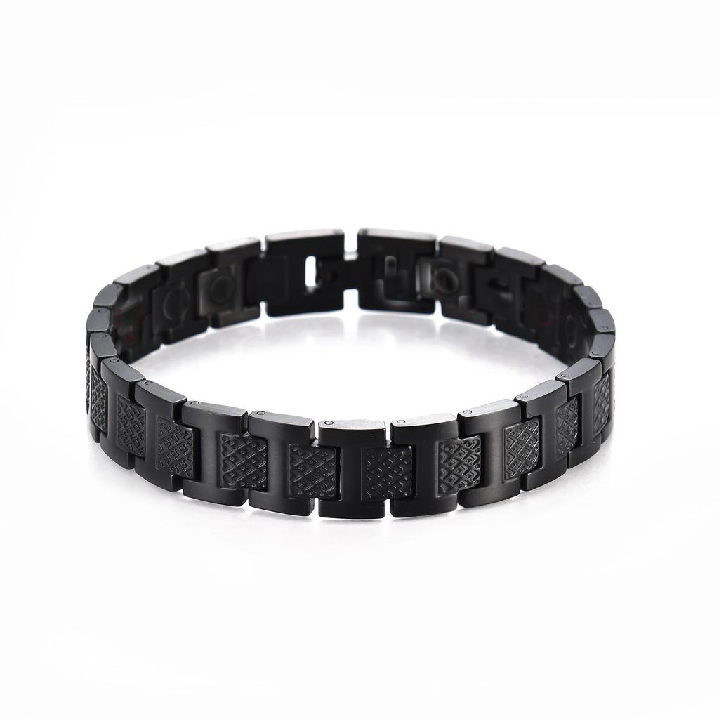 Men's Stainless Steel & Titanium Fish Scale Bracelet - Saturn Chain Design