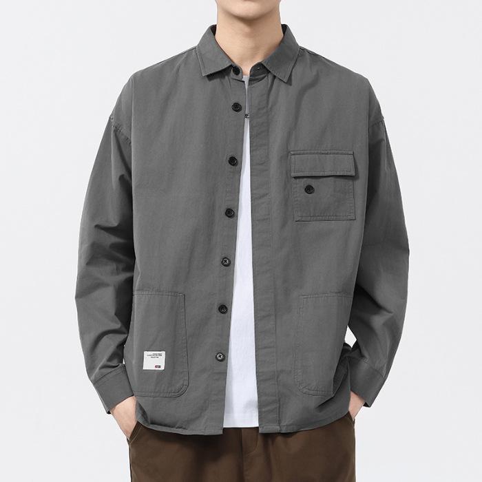 

Весенняя новая однотонная рубашка с длинными рукавами для мужчин, модный тренд, повседневная хлопковая рубашка 3XL