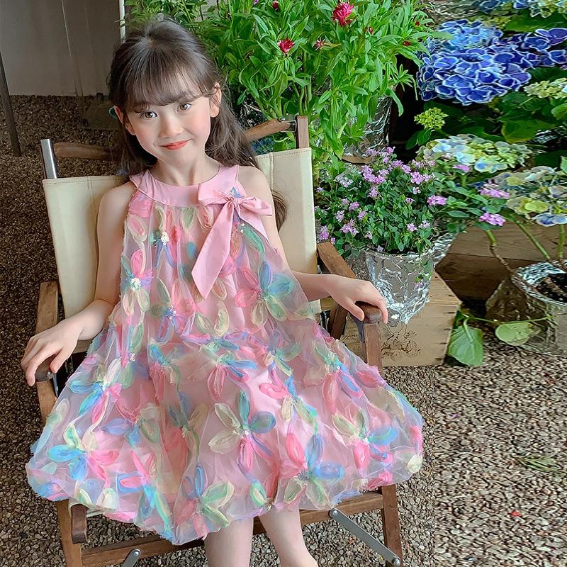 

Платье без рукавов для девочки с цветочным дизайном, милое детское платье 90