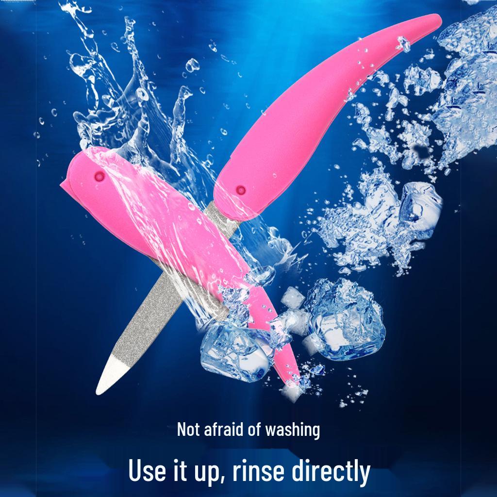 Stainless Steel Folding Nail File & Plastic Polishing Buffer