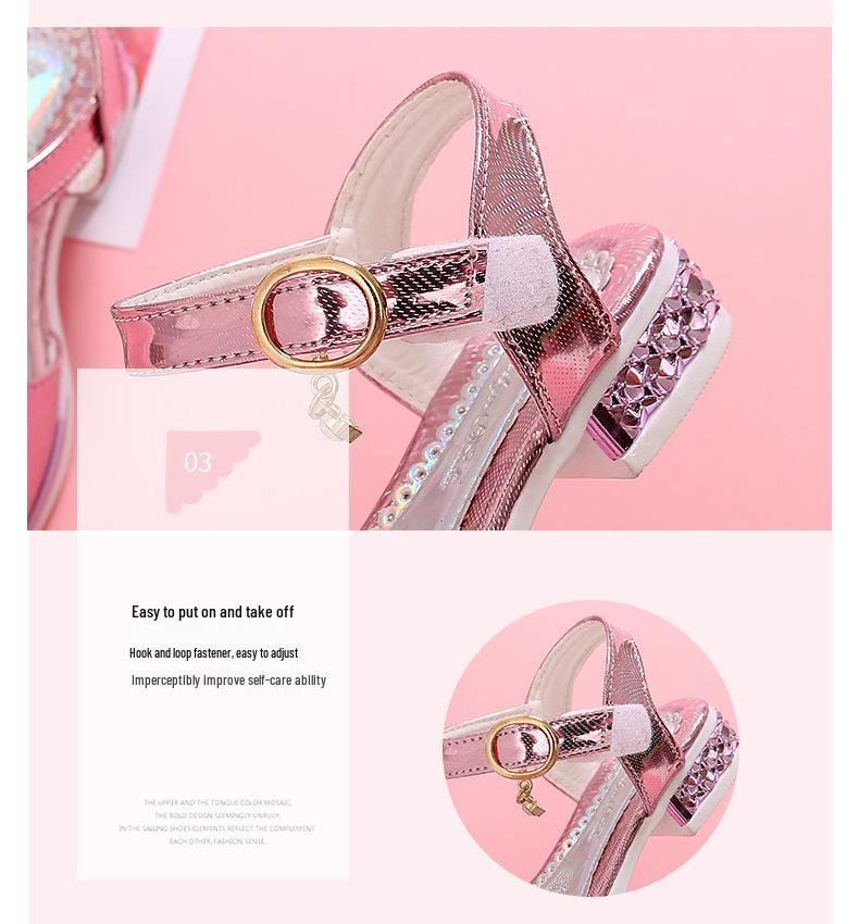 Girls' Princess Rhinestone Bow Sandals - Trendy Summer 2023 Fashion for School Students